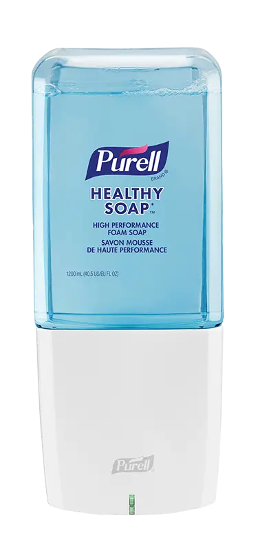 Dispensador Purell para higiene de manos en espacios de alto tráfico como aeropuertos